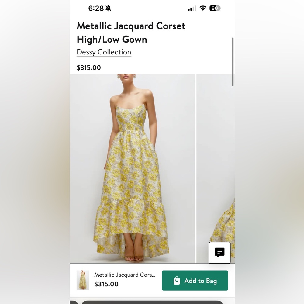 Dessy Collection Yellow Floral Gown